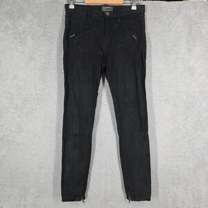 Current Elliott Size 29 Black Lamb Leather Suede Moto Pants Zipper Ankle Skinny